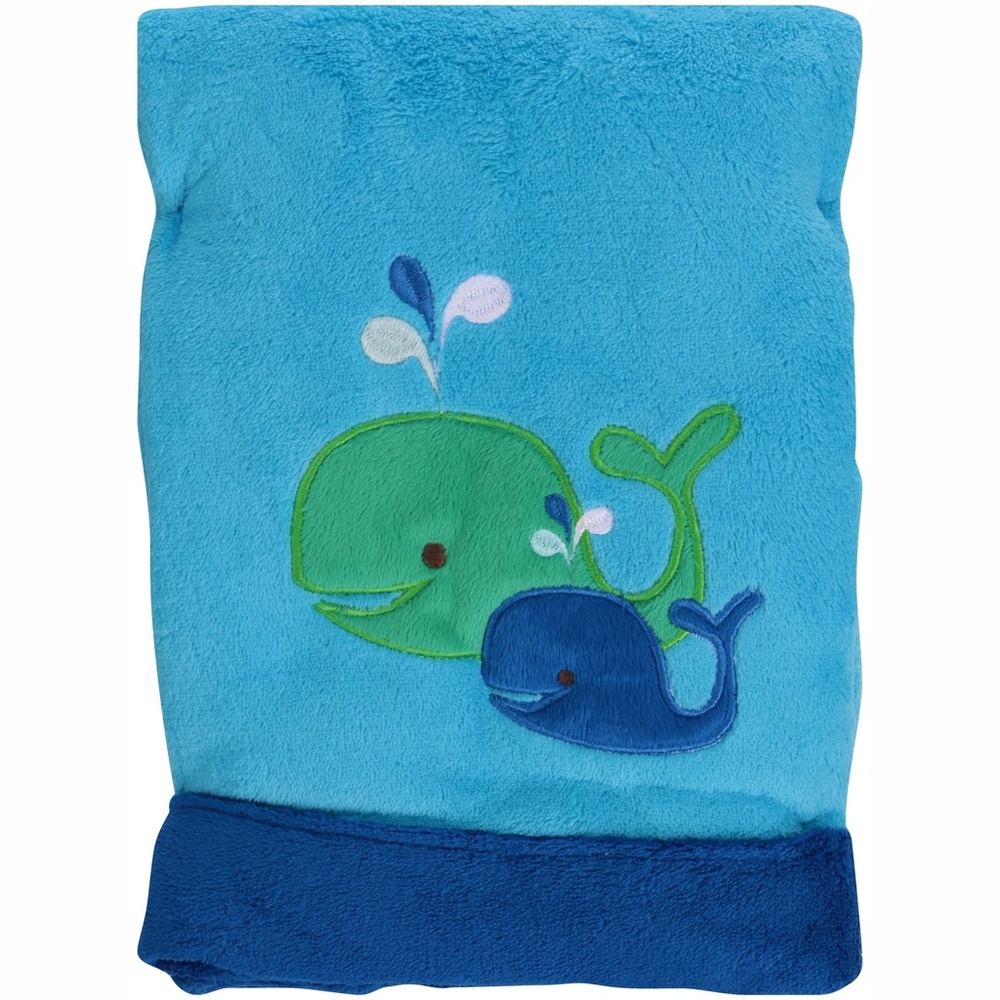 Little Bedding: Splish Splash Baby Blanket-Whales